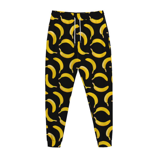 Black Banana Pattern Print Jogger Pants