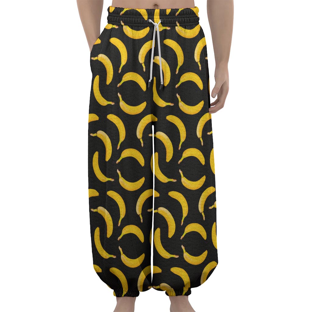 Black Banana Pattern Print Lantern Pants
