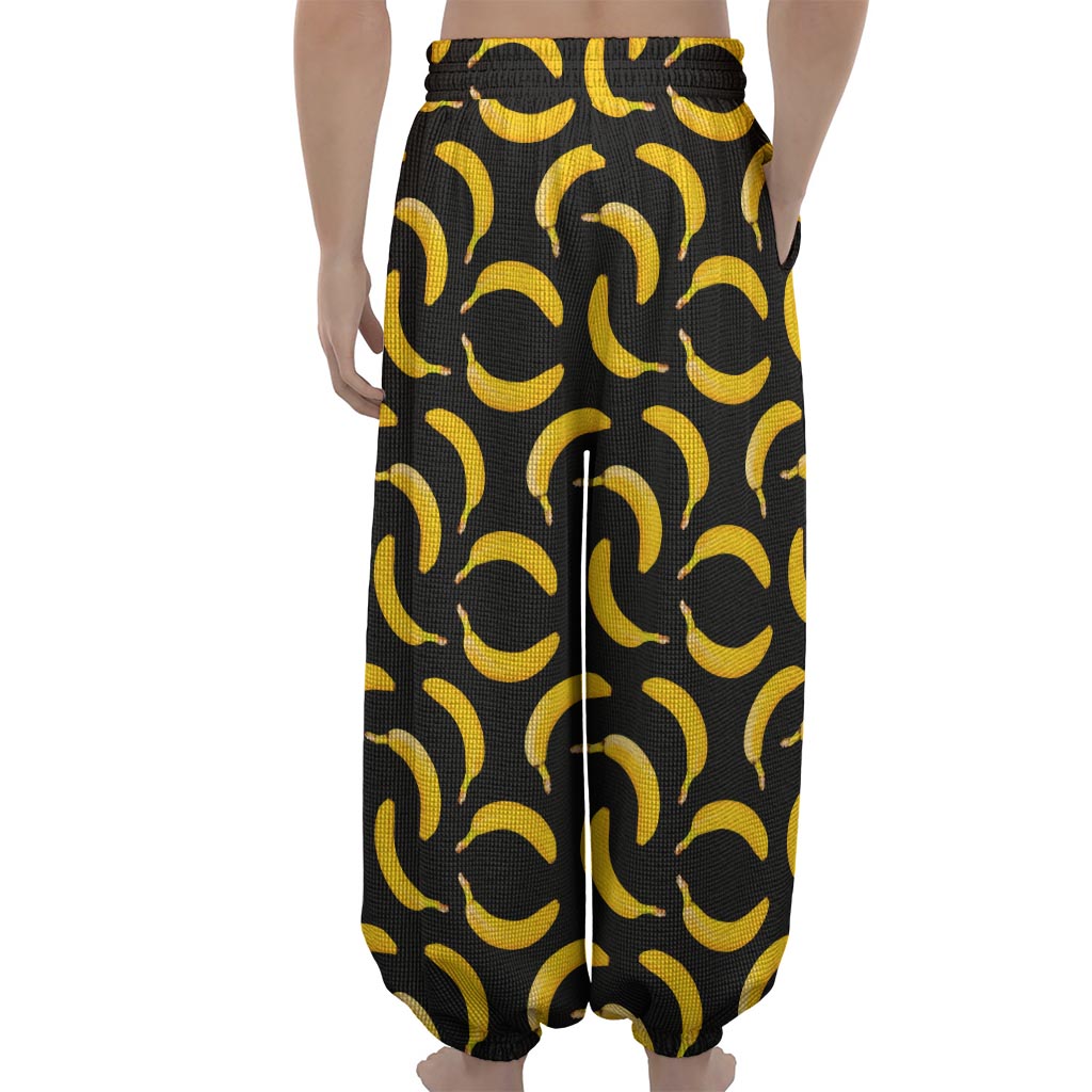 Black Banana Pattern Print Lantern Pants