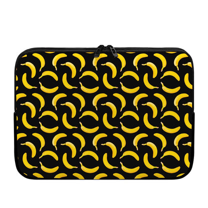 Black Banana Pattern Print Laptop Sleeve