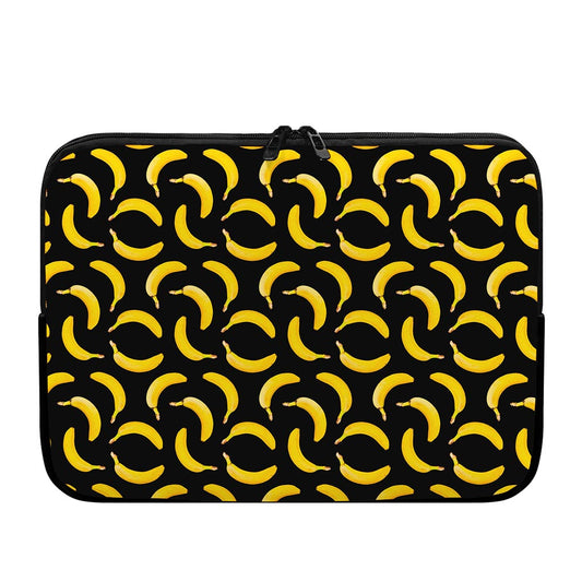 Black Banana Pattern Print Laptop Sleeve