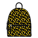 Black Banana Pattern Print Leather Backpack