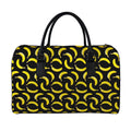 Black Banana Pattern Print Leather Duffel Bag