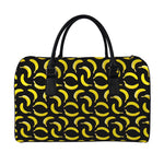 Black Banana Pattern Print Leather Duffle Bag