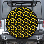 Black Banana Pattern Print Leather Spare Tire Cover