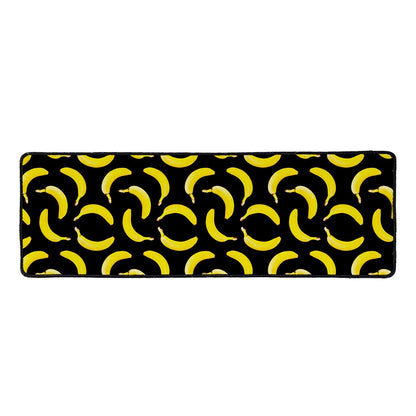 Black Banana Pattern Print Long Kitchen Mat