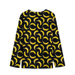 Black Banana Pattern Print Long Sleeve Short Coat