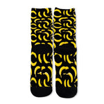 Black Banana Pattern Print Long Socks