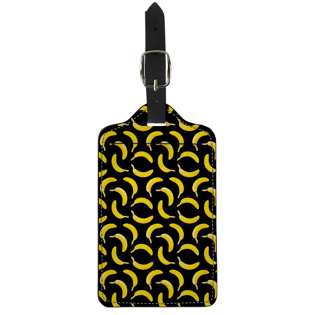 Black Banana Pattern Print Luggage Tag