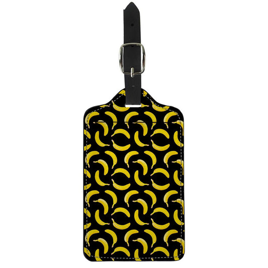 Black Banana Pattern Print Luggage Tag