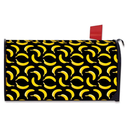 Black Banana Pattern Print Mailbox Cover