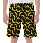 Black Banana Pattern Print Men's Beach Shorts