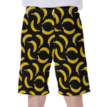 Black Banana Pattern Print Men's Beach Shorts