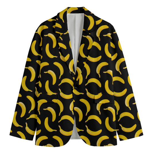 Black Banana Pattern Print Men's Blazer