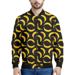 Black Banana Pattern Print Men's Bomber Jacket