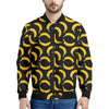 Black Banana Pattern Print Men's Bomber Jacket