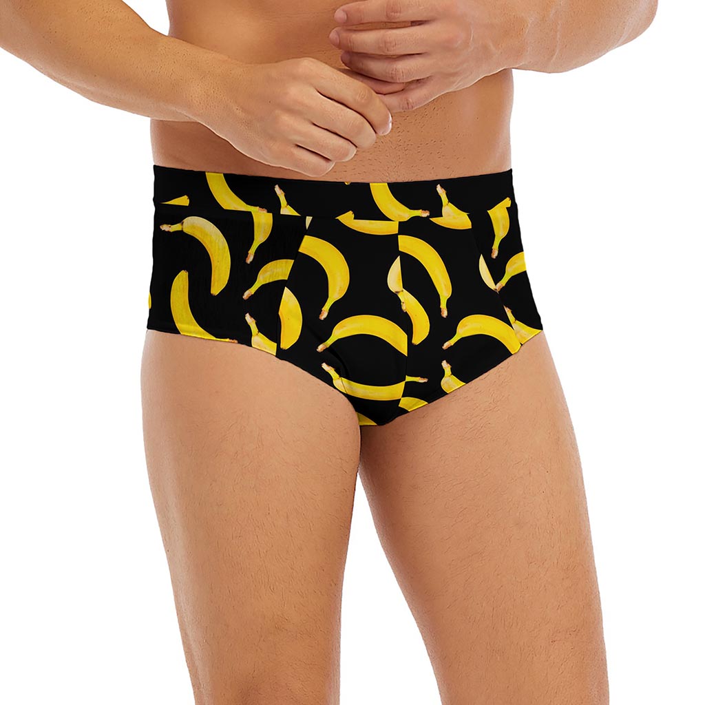 Black Banana Pattern Print Men's Briefs