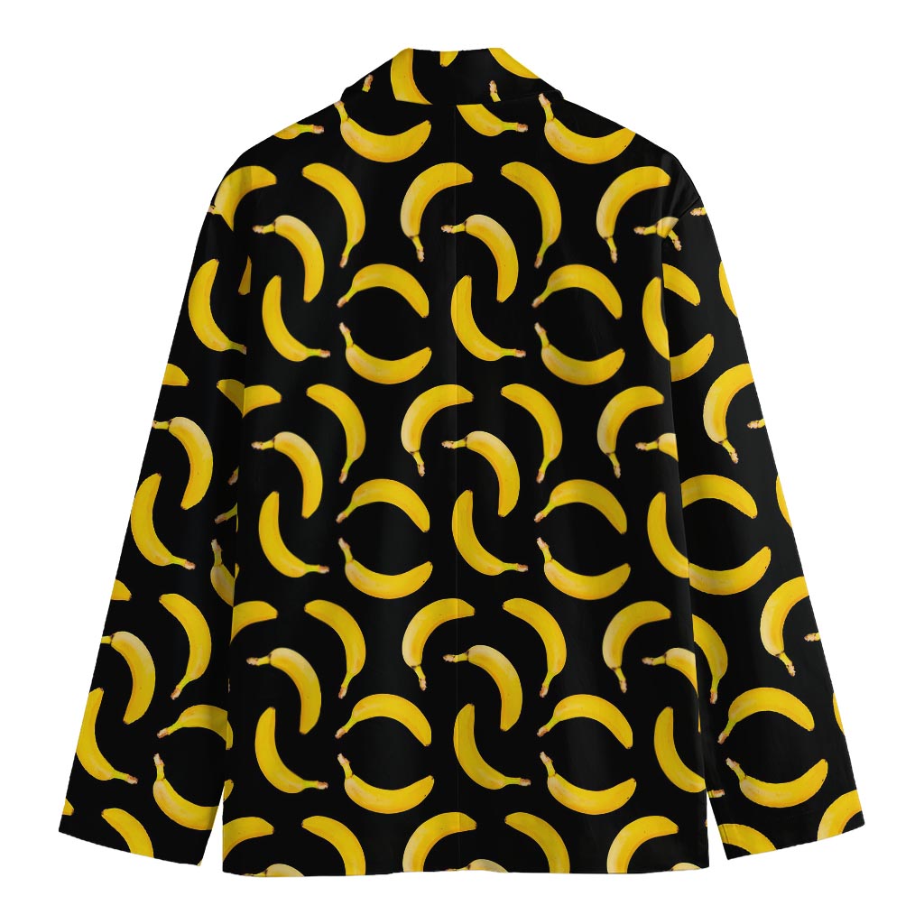 Black Banana Pattern Print Men's Cotton Blazer
