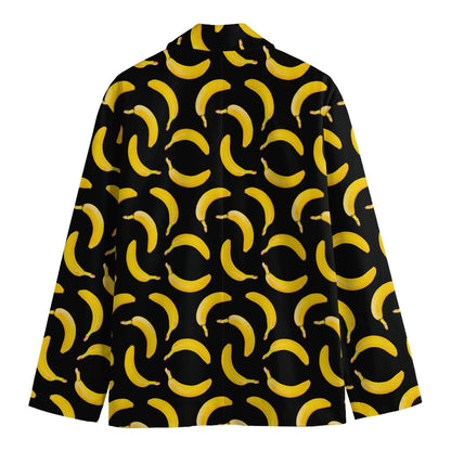 Black Banana Pattern Print Men's Cotton Blazer