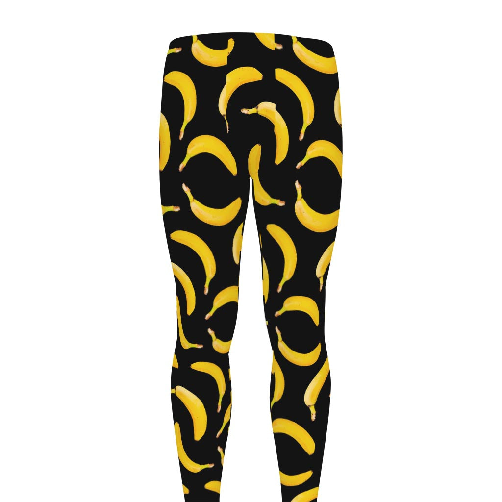 Black Banana Pattern Print Men's leggings