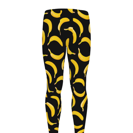 Black Banana Pattern Print Men's leggings