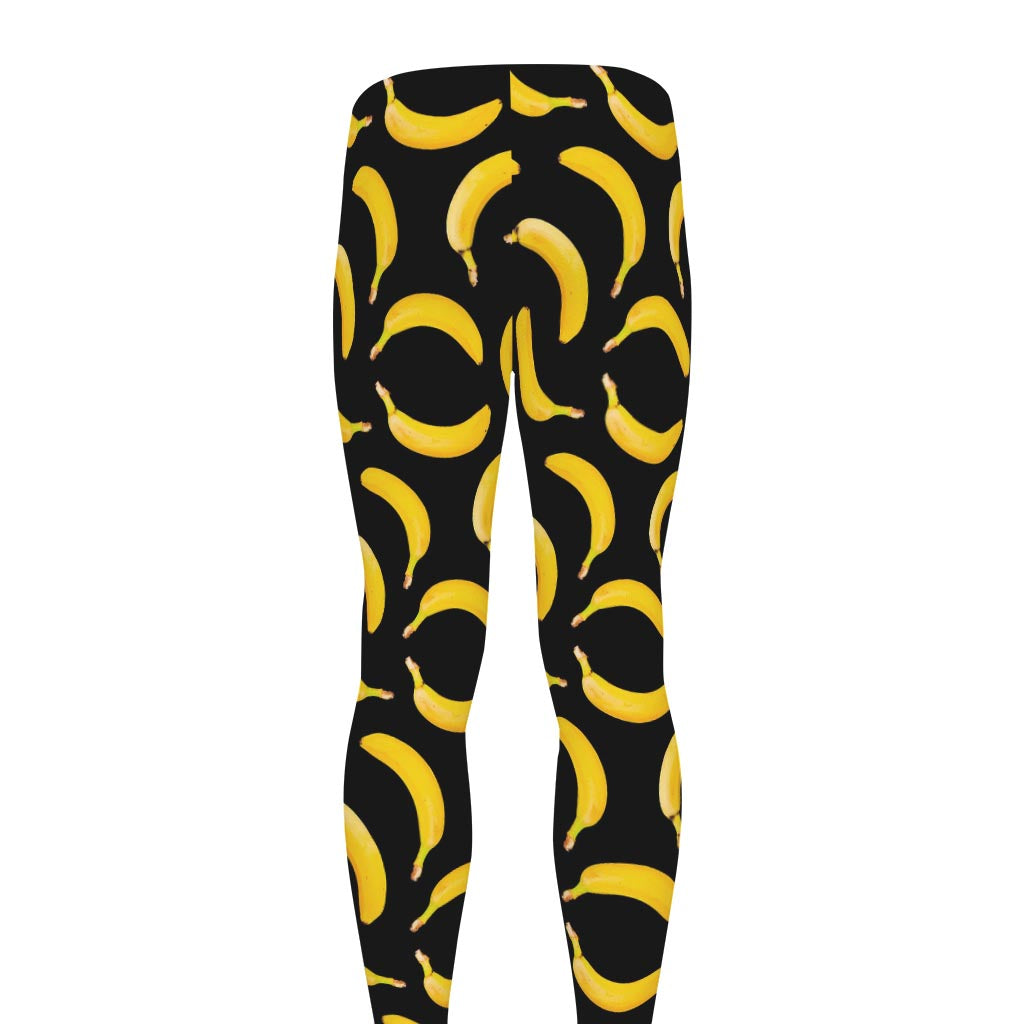 Black Banana Pattern Print Men's leggings