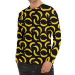 Black Banana Pattern Print Men's Long Sleeve Rash Guard