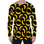 Black Banana Pattern Print Men's Long Sleeve T-Shirt
