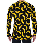 Black Banana Pattern Print Men's Long Sleeve T-Shirt