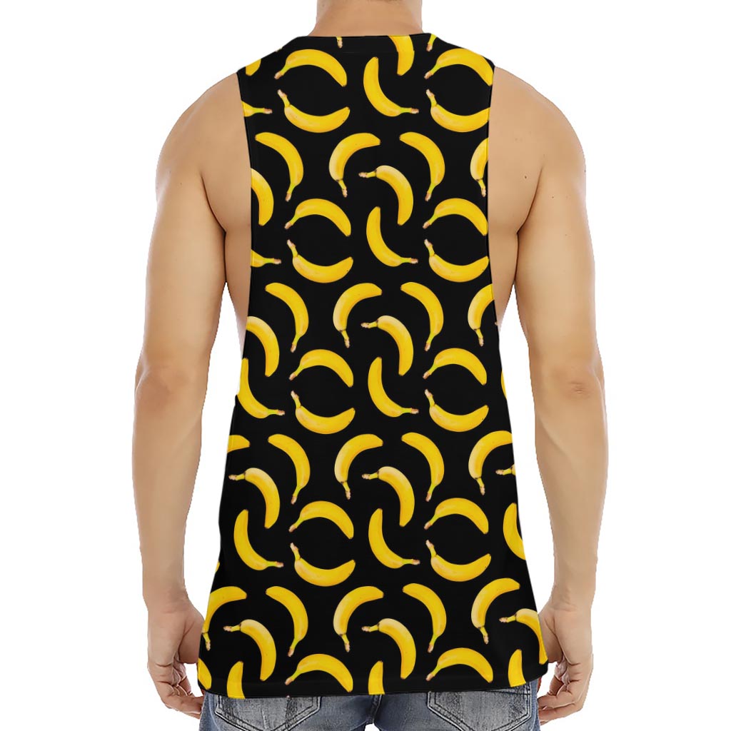 Black Banana Pattern Print Men's Muscle Tank Top