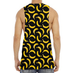 Black Banana Pattern Print Men's Muscle Tank Top
