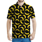 Black Banana Pattern Print Men's Polo Shirt