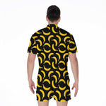 Black Banana Pattern Print Men's Rompers