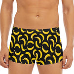 Black Banana Pattern Print Men's Short Boxer Briefs