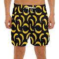 Black Banana Pattern Print Men's Split Running Shorts