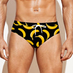Black Banana Pattern Print Men's Swim Briefs