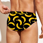 Black Banana Pattern Print Men's Swim Briefs