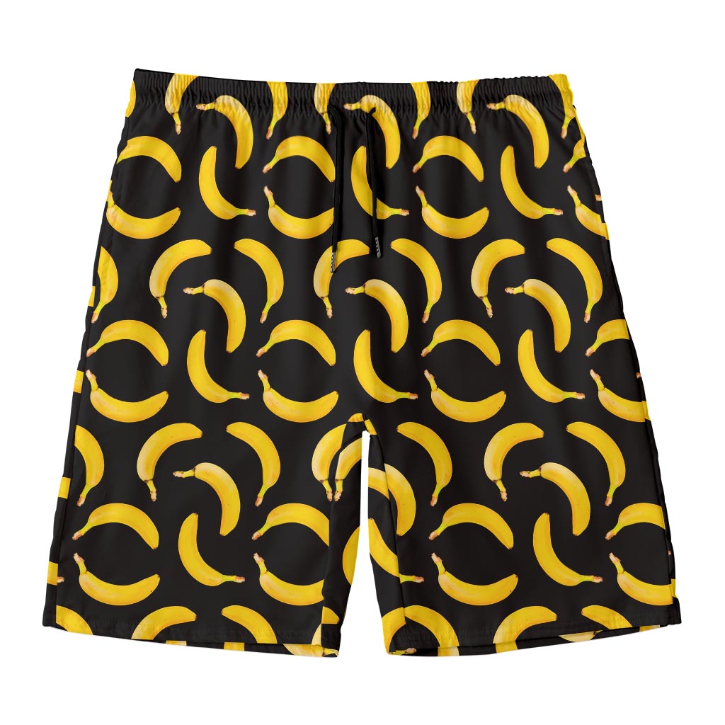 Black Banana Pattern Print Men's Swim Trunks