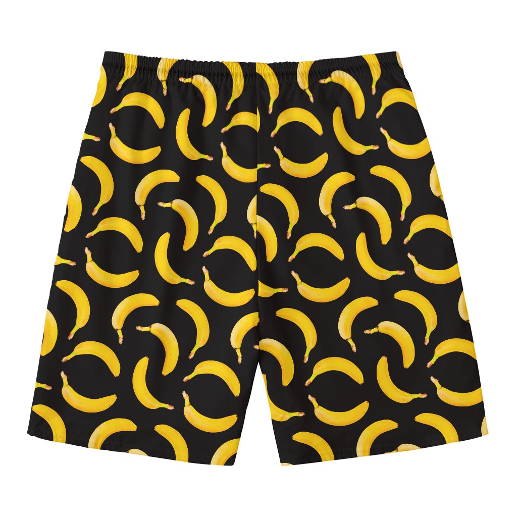 Black Banana Pattern Print Men's Swim Trunks