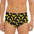 Black Banana Pattern Print Men's Triangle Swim Briefs