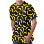 Black Banana Pattern Print Men's Velvet T-Shirt