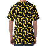 Black Banana Pattern Print Men's Velvet T-Shirt