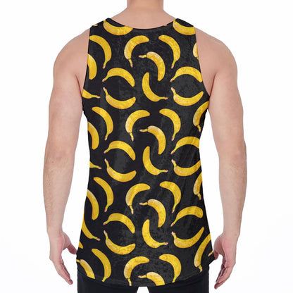 Black Banana Pattern Print Men's Velvet Tank Top