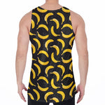 Black Banana Pattern Print Men's Velvet Tank Top