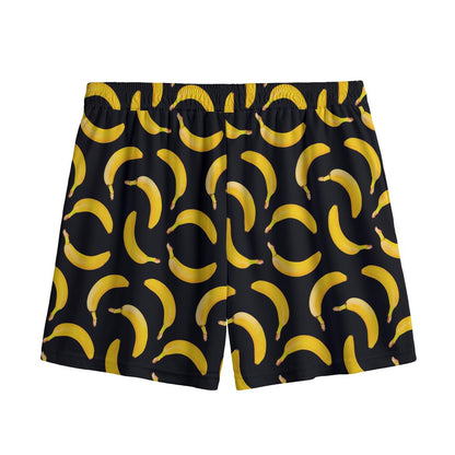 Black Banana Pattern Print Mesh Shorts