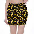 Black Banana Pattern Print Pencil Mini Skirt