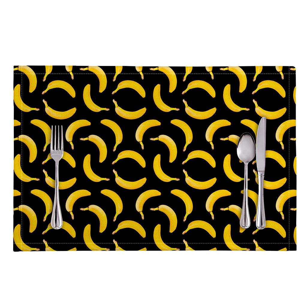 Black Banana Pattern Print Placemat