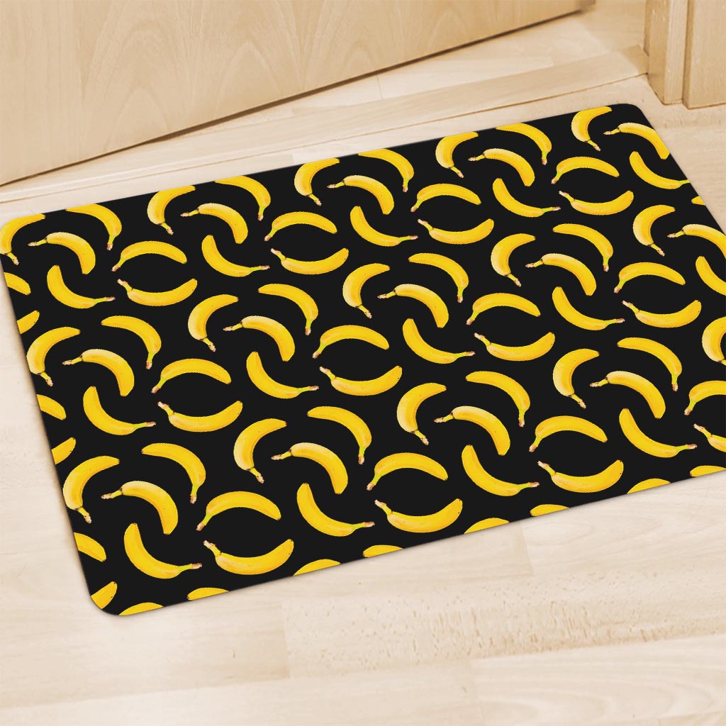 Black Banana Pattern Print Polyester Doormat