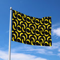 Black Banana Pattern Print Polyester Flag