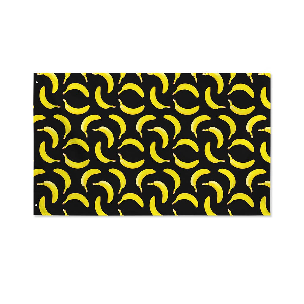 Black Banana Pattern Print Polyester Flag